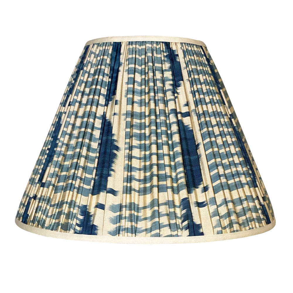 Blue and white ikat silk lampshade