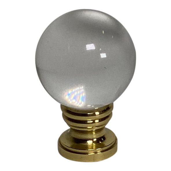 1/8" Ball Crystal Finial with Brass Bass - Lux Lamp Shades