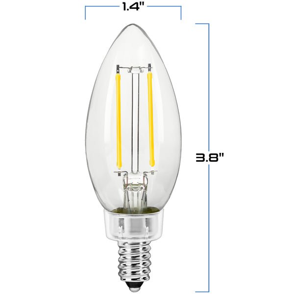 (6) - 3 Watt - 3000 Kelvin - LED Chandelier Bulb (Bulk Pack of 6 Bulbs per box) - Lux Lamp Shades