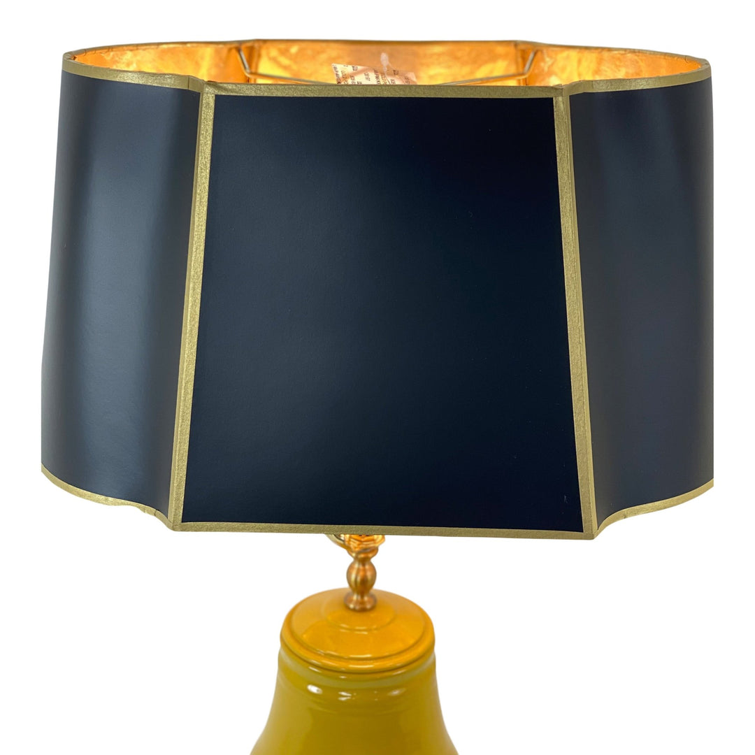 Black Paper with Gold Pony interior and Gold Tape Trim - 15" SERPENTINE OVAL - Lux Lamp Shades