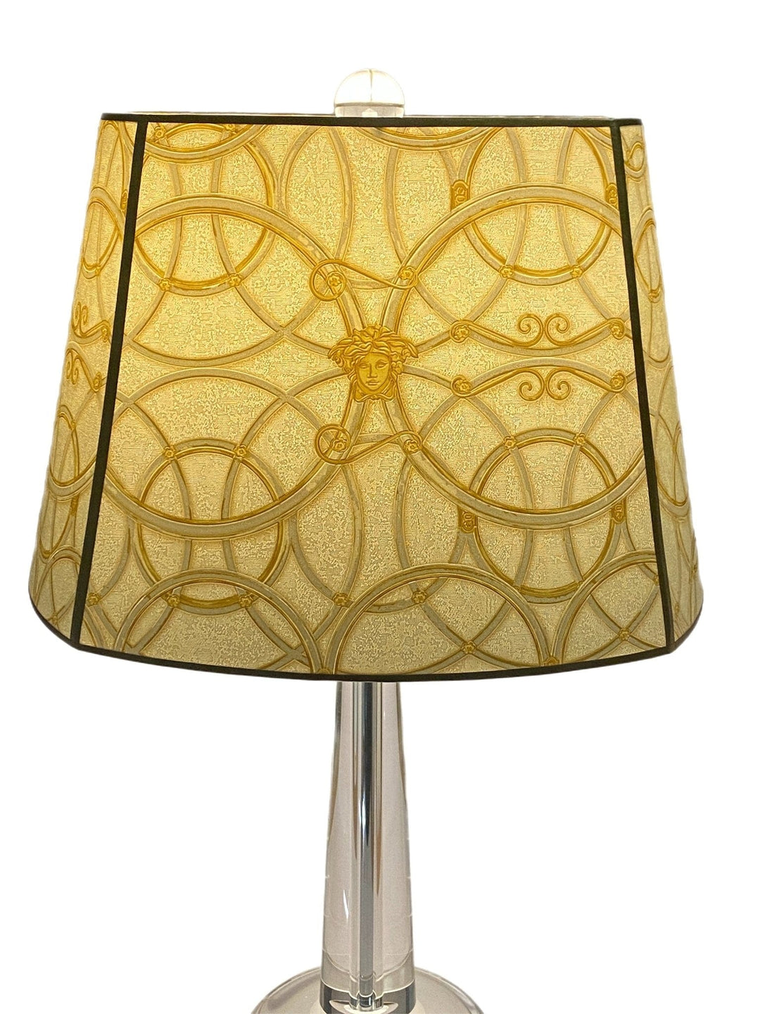 Custom Shade with Versace - La Scala Del Palazzo Cream & Gold Wallpaper - Lux Lamp Shades
