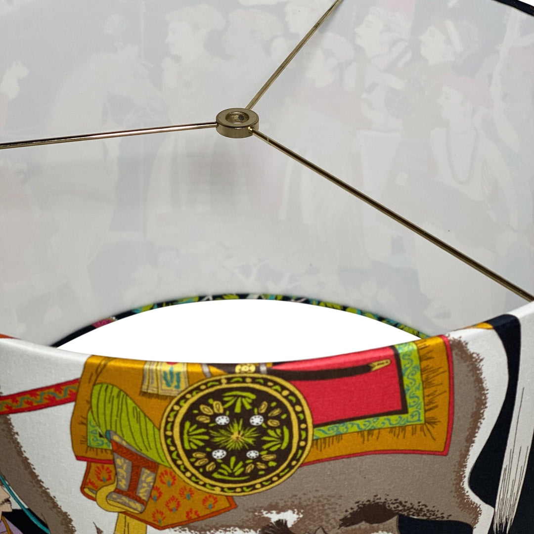 Hardback Drum Shade made with Dara material by Manuel Canovas - Lux Lamp Shades