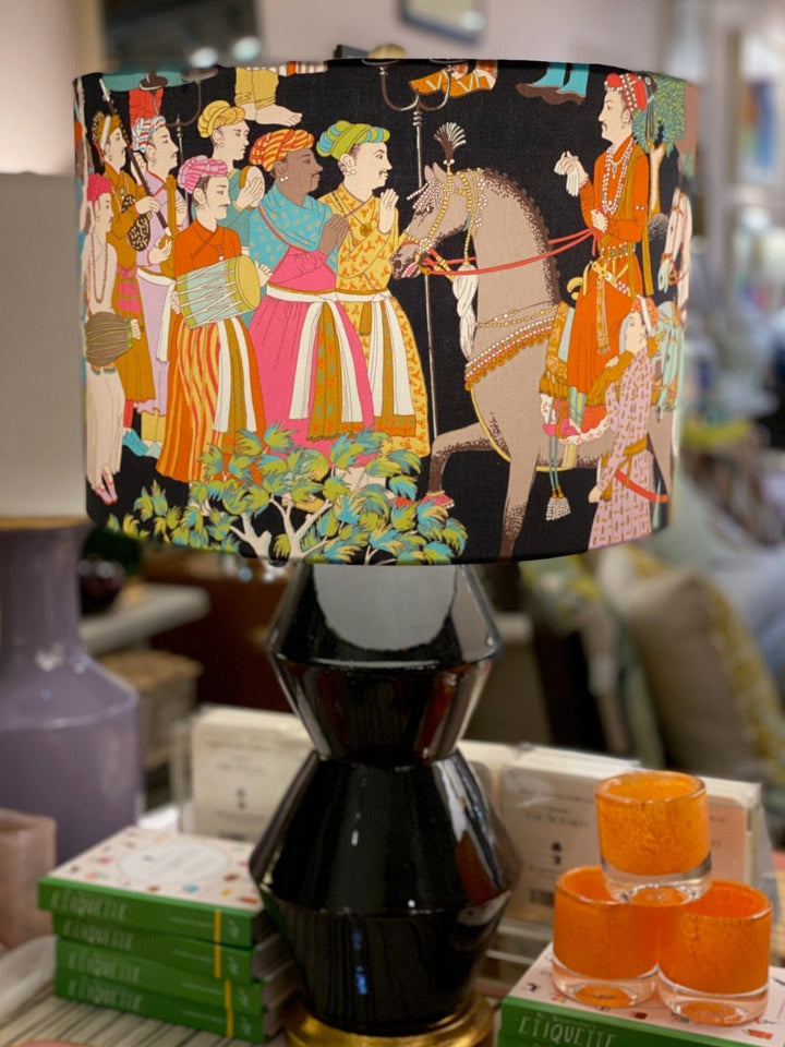 Hardback Drum Shade made with Dara material by Manuel Canovas - Lux Lamp Shades