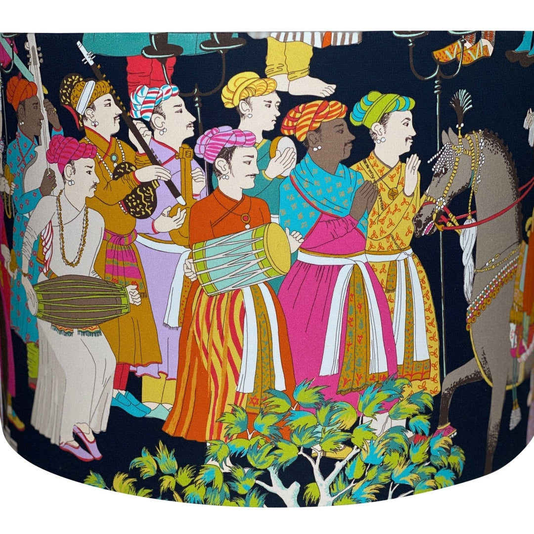 Hardback Drum Shade made with Dara material by Manuel Canovas - Lux Lamp Shades