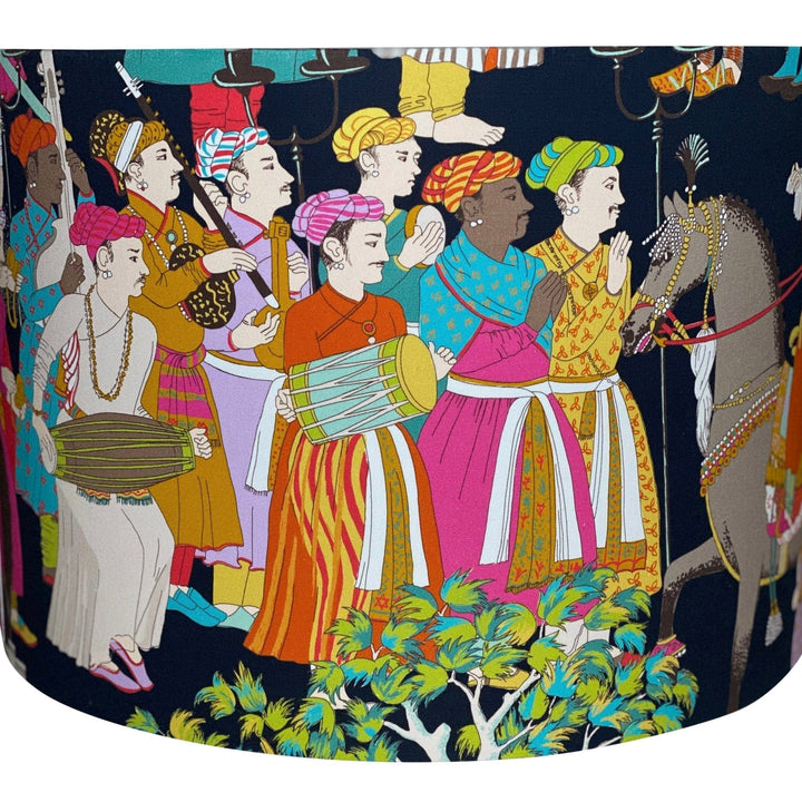 Hardback Drum Shade made with Dara material by Manuel Canovas - Lux Lamp Shades