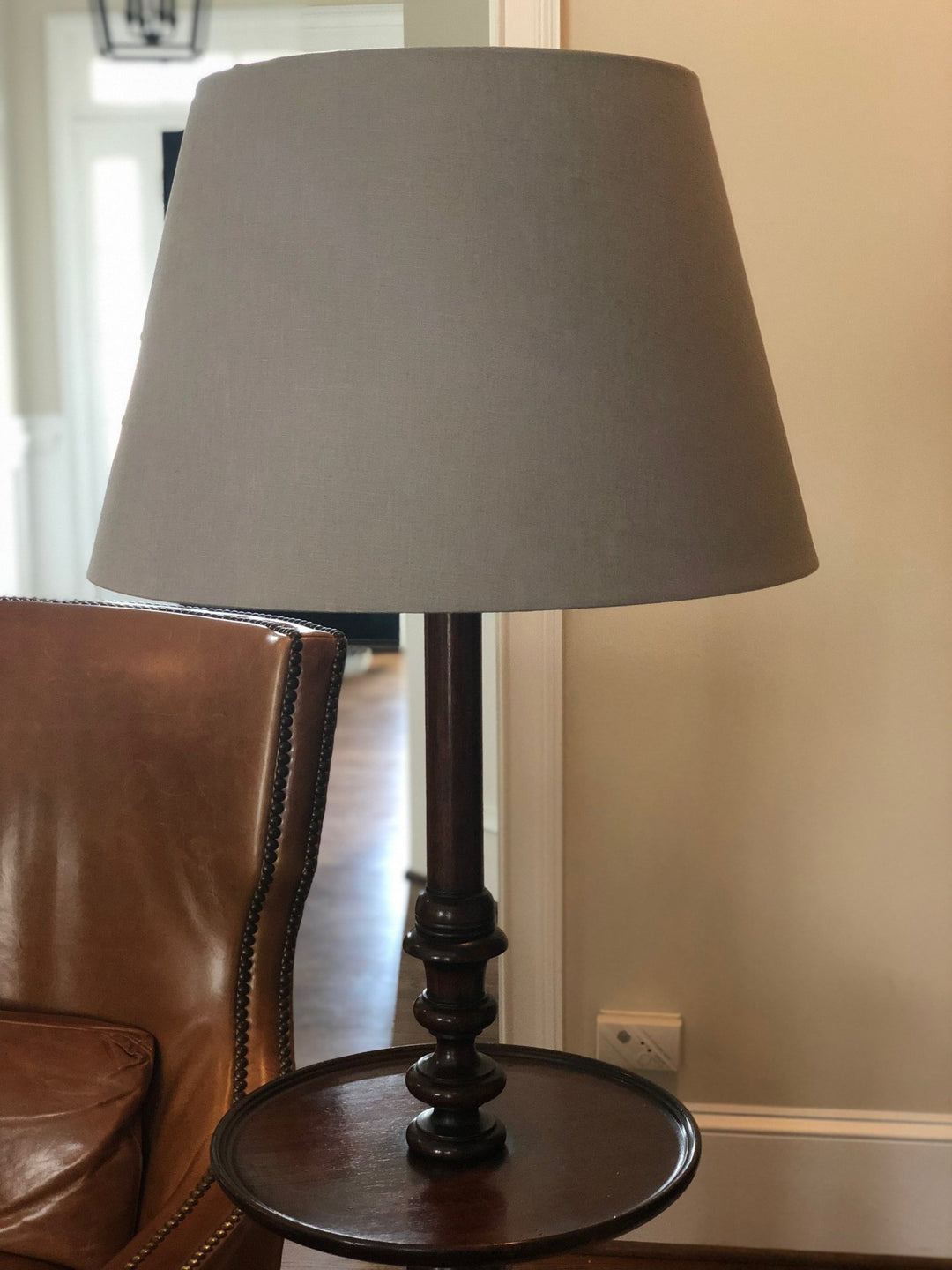 Linen Hardback Pembroke Lamp Shade - Slate Color - Lux Lamp Shades