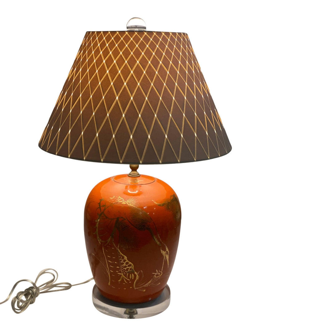 Peacock Melon Jar Lamp & 16" Woven Paper Shade - Lux Lamp Shades