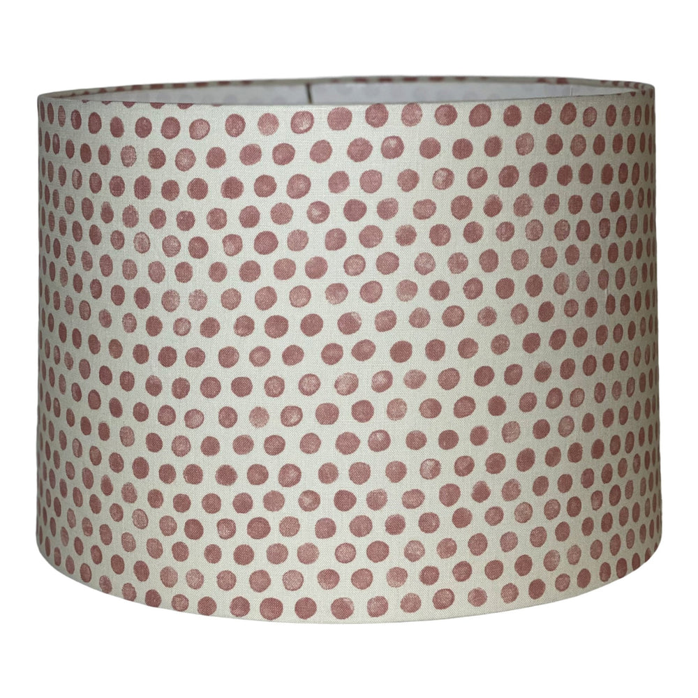 Pink Polka Dot 15" Drum Hardback Shade (2) in stock - Lux Lamp Shades