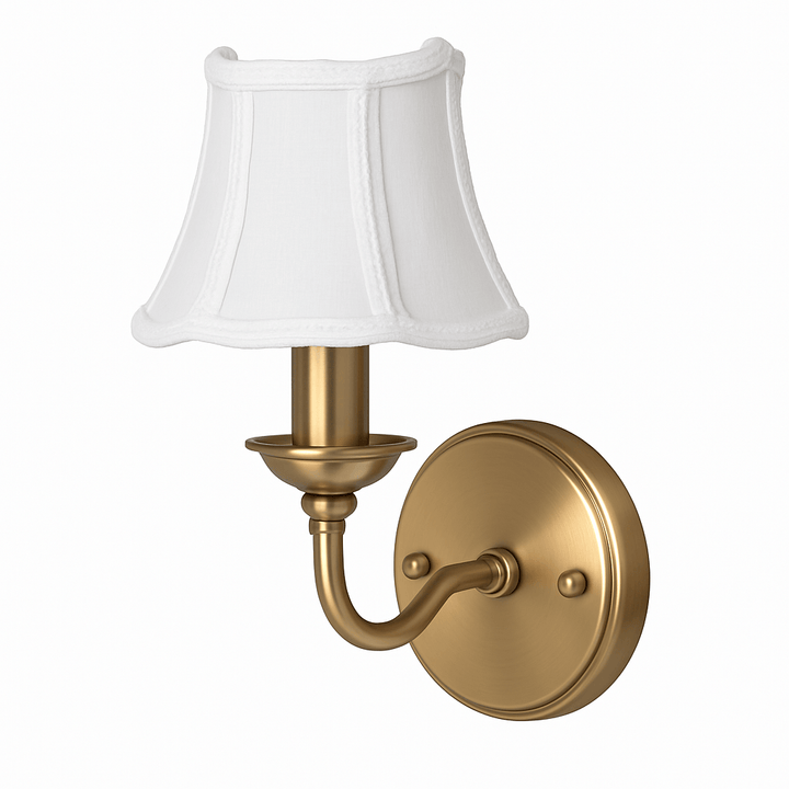 Half Fancy Octagon Sconce Braided Trim 100% Pongee Silk Lamp Shade - Oyster