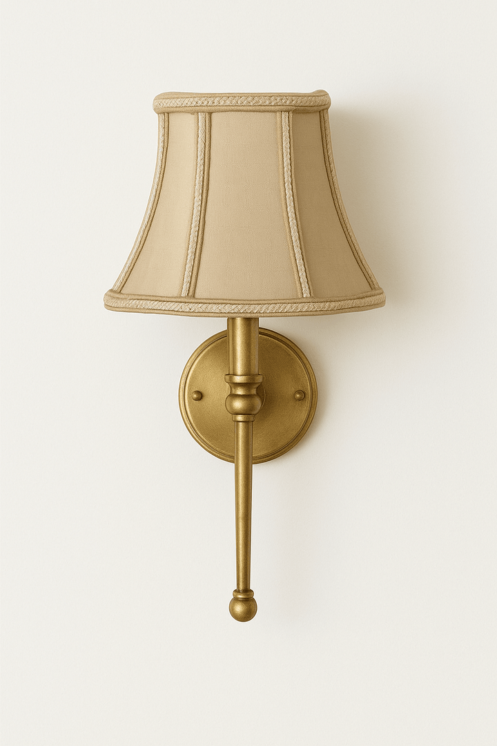 Half Fancy Octagon Sconce Braided Trim 100% Pongee Silk Lamp Shade - Sand