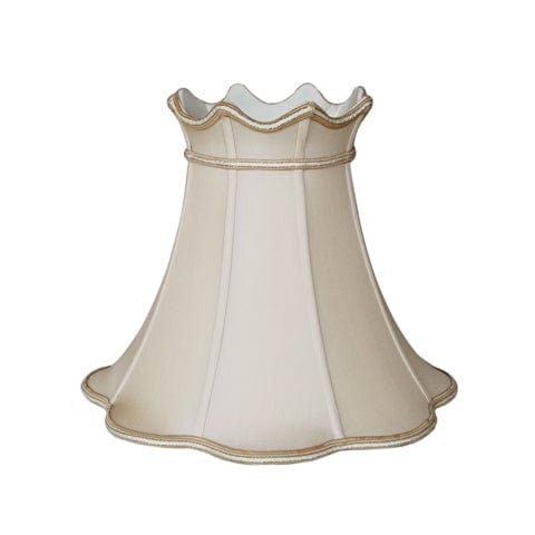 Crowned Bell (Braided Trim) 100% Pongee Silk Lamp Shade - Sand - Lux Lamp Shades
