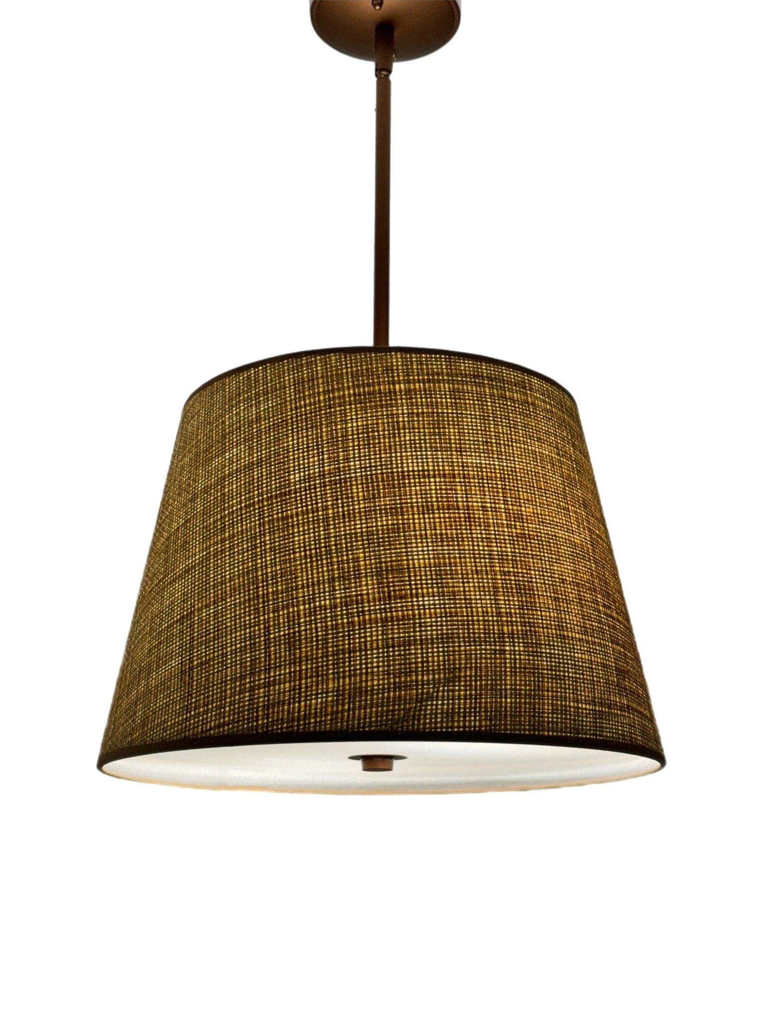 Custom British Empire Raffia Shade Pendants