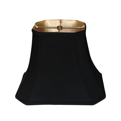 Cut Corner Rectangle Bell Anna Rayon Lamp Shade - Black Gold Lining - Lux Lamp Shades