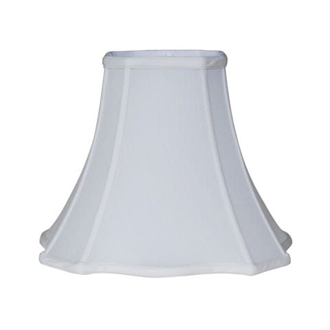 Cut Corner Scallop Square Bell 100% Pongee Silk Lamp Shade - Oyster - Lux Lamp Shades