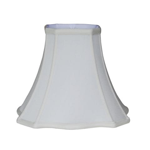 Cut Corner Scallop Square Bell Supreme Satin Lamp Shade - Off White - Lux Lamp Shades