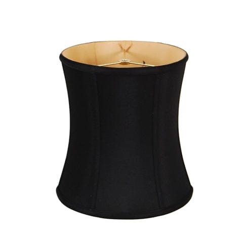 Deep Cylinder Retro Drum Anna Rayon Lamp Shade - Black Gold Lining - Lux Lamp Shades