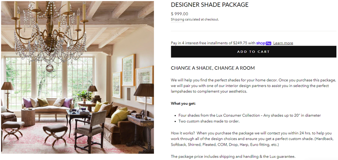 designer lamp shade package