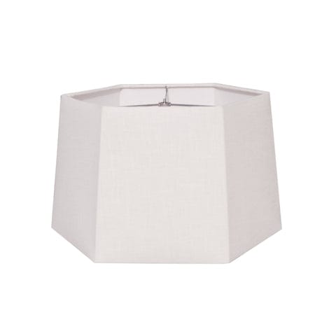 Drum Hex Hand Rolled Edge Hard Back Fine Linen Lamp Shade - White - Lux Lamp Shades