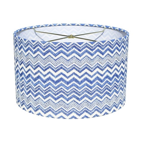 Drum Zigzag Hard Back Acrylic Lamp Shade - Blue White - Lux Lamp Shades