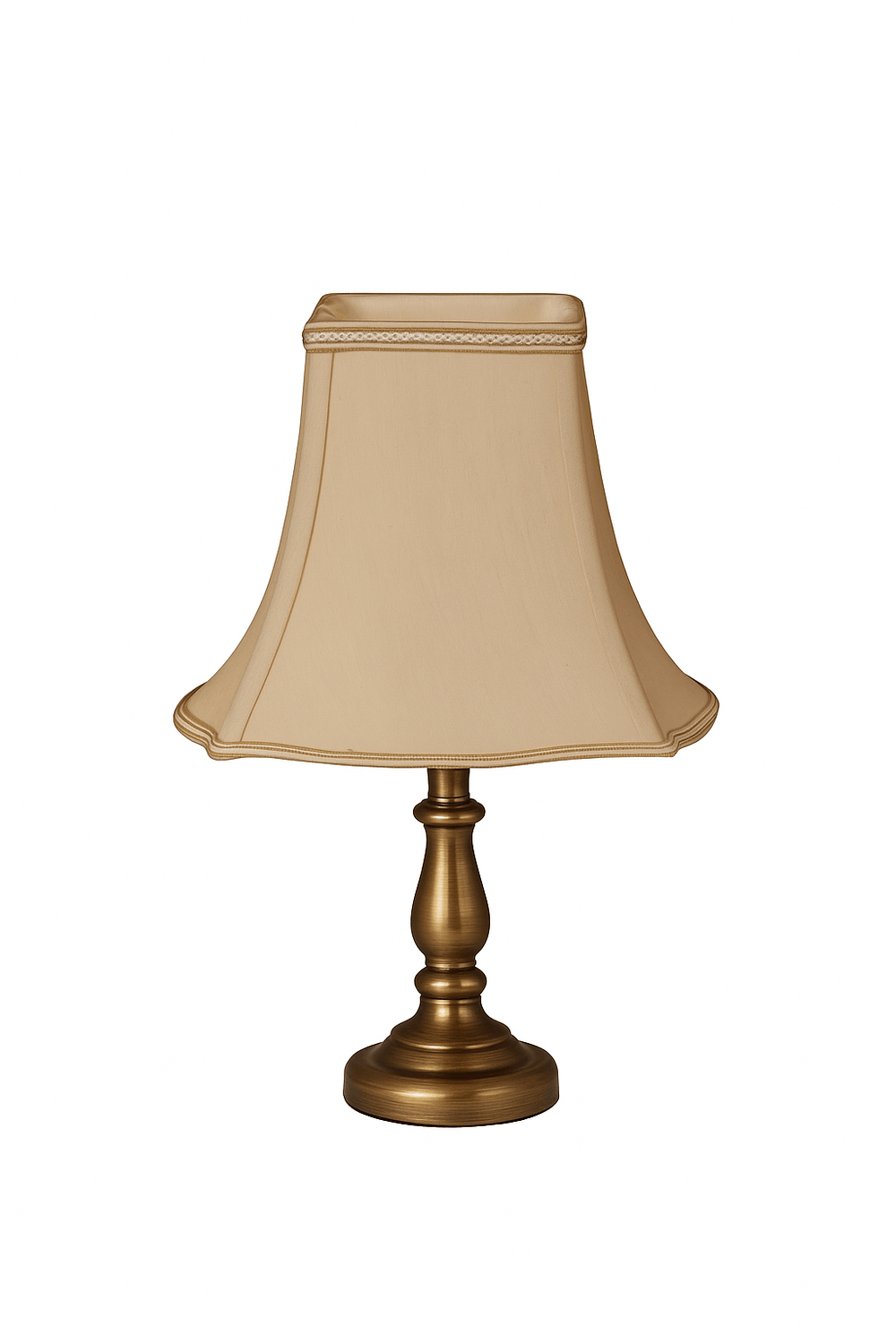 Fancy Bottom Bell Square (Braided Trim) 100% Pongee Silk Lamp Shade - Sand - Lux Lamp Shades