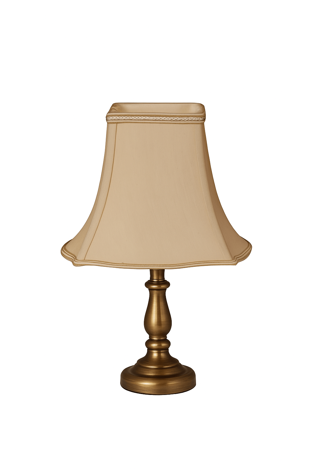 Fancy Bottom Bell Square (Braided Trim) 100% Pongee Silk Lamp Shade - Sand - Lux Lamp Shades