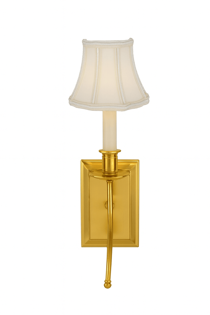 Half Fancy Octagon Sconce Braided Trim 100% Pongee Silk Lamp Shade - Egg Shell - Lux Lamp Shades