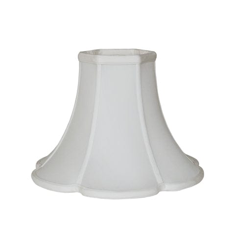 Hex Top Scalloped Bottom Bell 100% Pongee Silk Lamp Shade - Egg Shell - Lux Lamp Shades