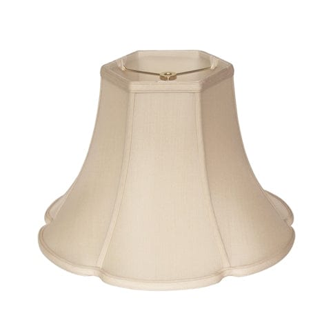 Hex Top Scalloped Bottom Bell 100% Pongee Silk Lamp Shade - Sand - Lux Lamp Shades