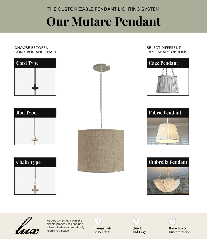 Mutare Pendant: The Customizable Pendant Lighting System - Lux Lamp Shades