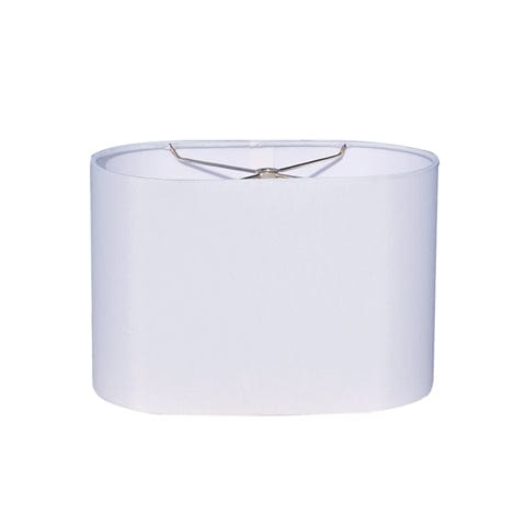 Racetrack Oval Hand Rolled Edge Hard Back Anna Rayon Lamp Shade - White - Lux Lamp Shades