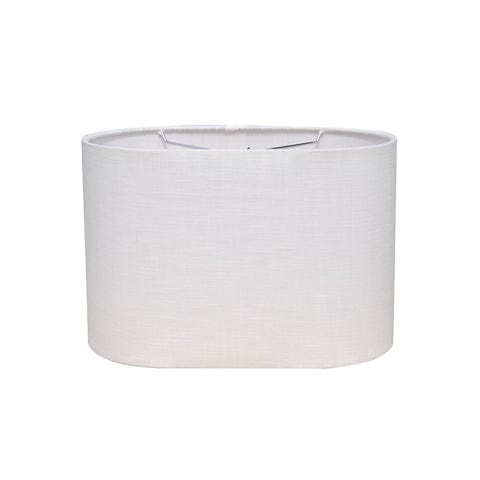 Racetrack Oval Hand Rolled Edge Hard Back Fine Linen Lamp Shade - White - Lux Lamp Shades