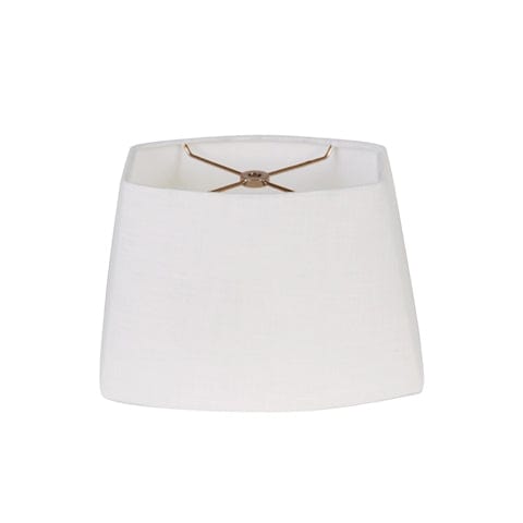 Rectangle Oval Hand Rolled Edge Hard Back Fine Linen Lamp Shade - White - Lux Lamp Shades