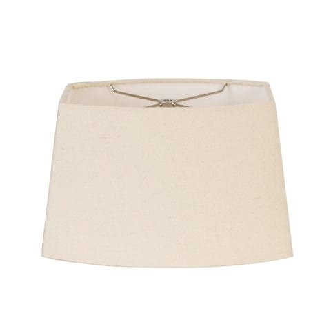Rectangle Oval Hand Rolled Edge Hard Back Linen Lamp Shade - Off White - Lux Lamp Shades