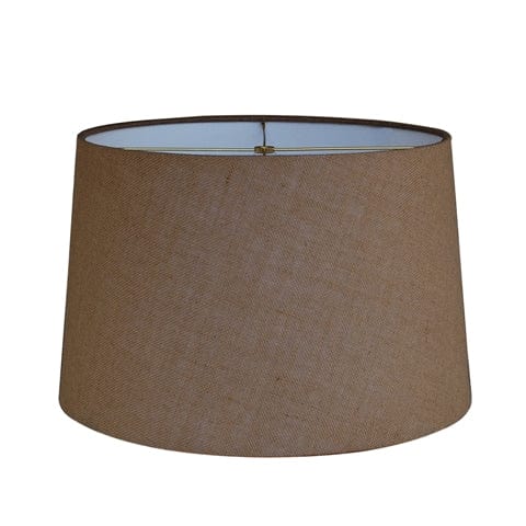 Retro Drum Hand Rolled Edge Hard Back Burlap Linen Lamp Shade - Beige - Lux Lamp Shades