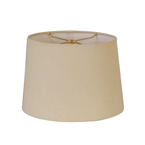 Retro Oval Hand Rolled Edge Hard Back Fine Linen Lamp Shade - Beige - Lux Lamp Shades