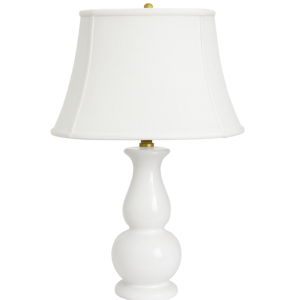 Rounded Square Bell Fine Linen Lamp Shade - White - Lux Lamp Shades
