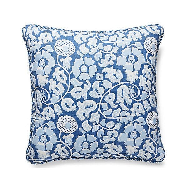 Scalamandré Maiden Floral Pillow | Denim - Lux Lamp Shades