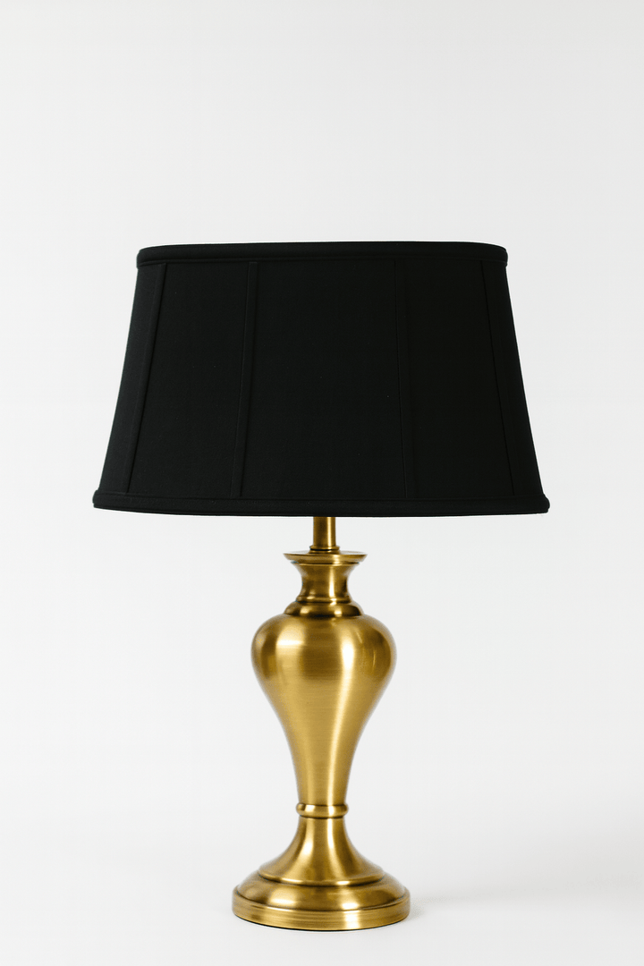Shallow Drum Oval Anna Rayon Lamp Shade - Black Gold Lining - Lux Lamp Shades