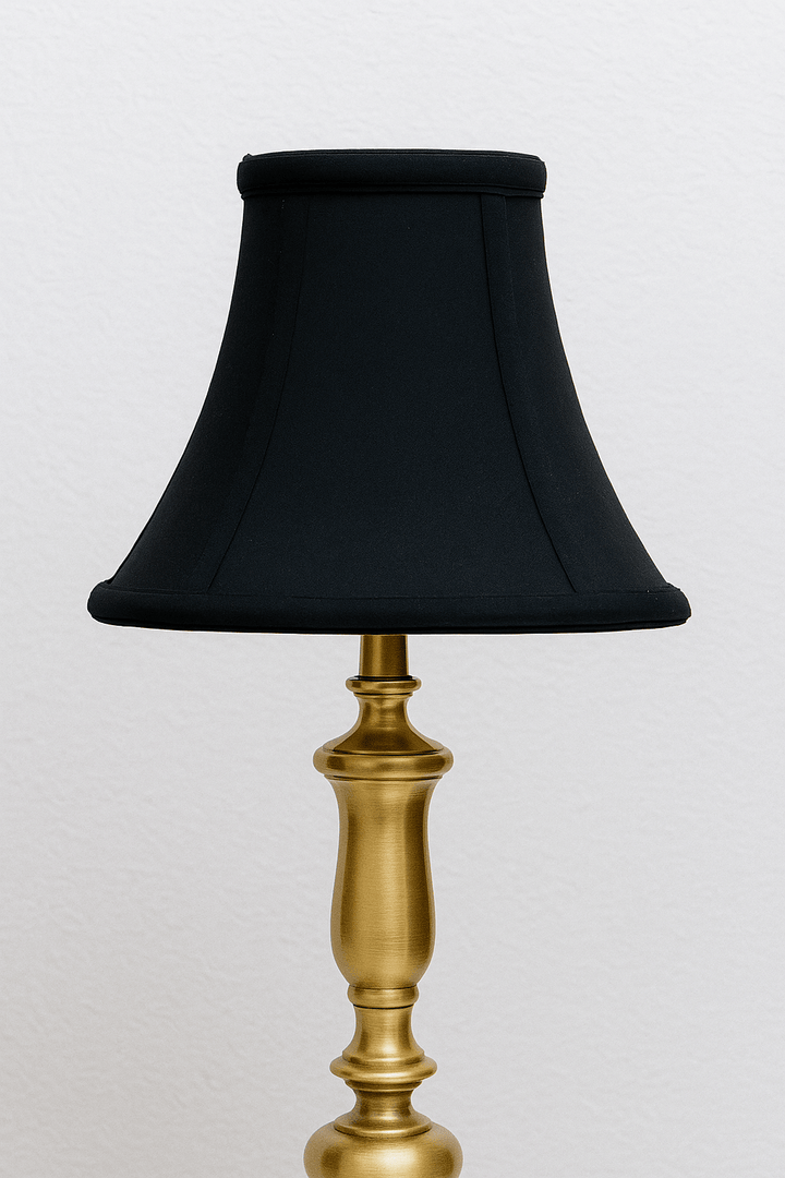 Top Ring Bottom Square Anna Rayon Lamp Shade - Black Gold Lining - Lux Lamp Shades
