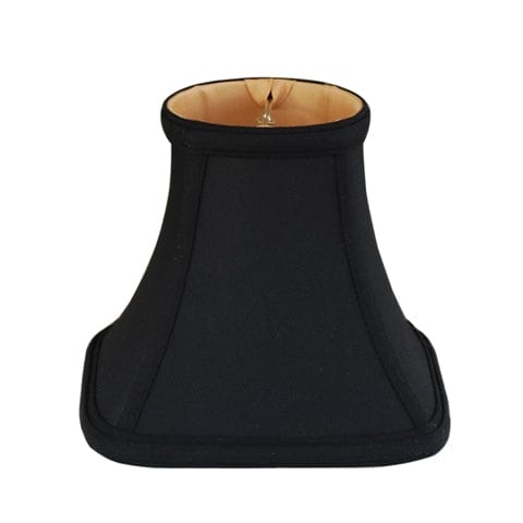 Top Ring Bottom Square Anna Rayon Lamp Shade - Black Gold Lining - Lux Lamp Shades