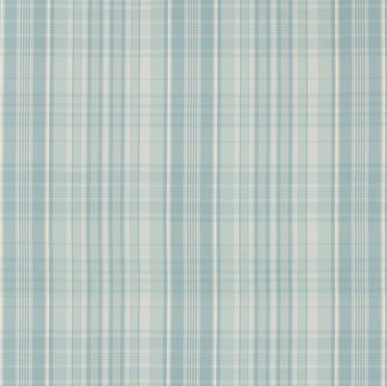 12" Gathered - Brunschwig & Fils Guernsey Check Aqua Fabric Gathered shade - Lux Lamp Shades