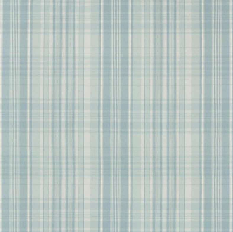 12" Gathered - Brunschwig & Fils Guernsey Check Aqua Fabric Gathered shade - Lux Lamp Shades