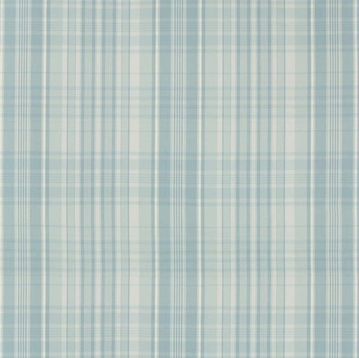 12" Gathered - Brunschwig & Fils Guernsey Check Aqua Fabric Gathered shade - Lux Lamp Shades