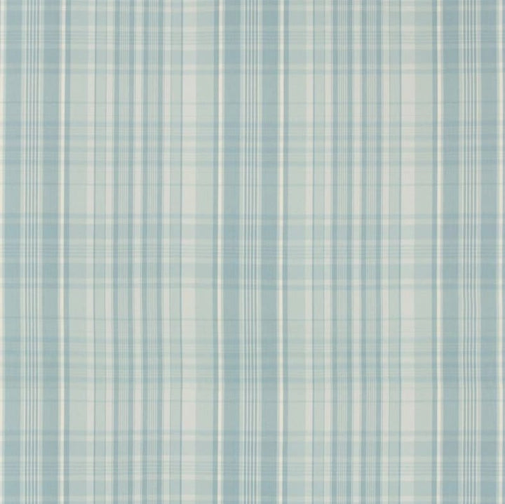 12" Gathered - Brunschwig & Fils Guernsey Check Aqua Fabric Gathered shade - Lux Lamp Shades