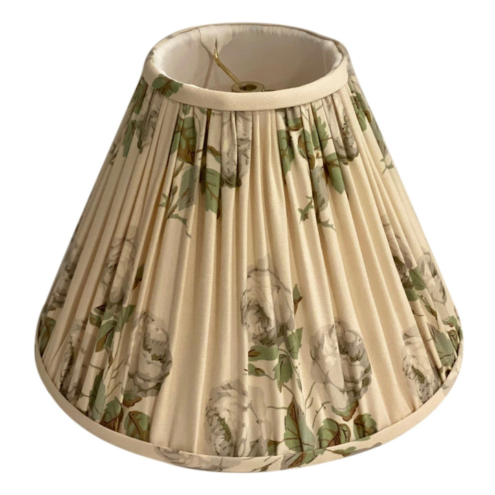 12" Green/Grey Bowood by Colefax and Fowler Gathered Lampshades - Lux Lamp Shades