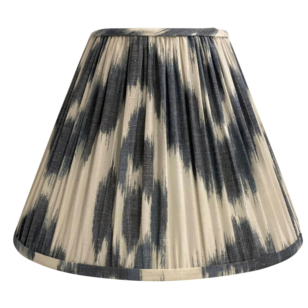 12" Schumacher - Chambray Madaket Ikat Gathered Shades - Lux Lamp Shades