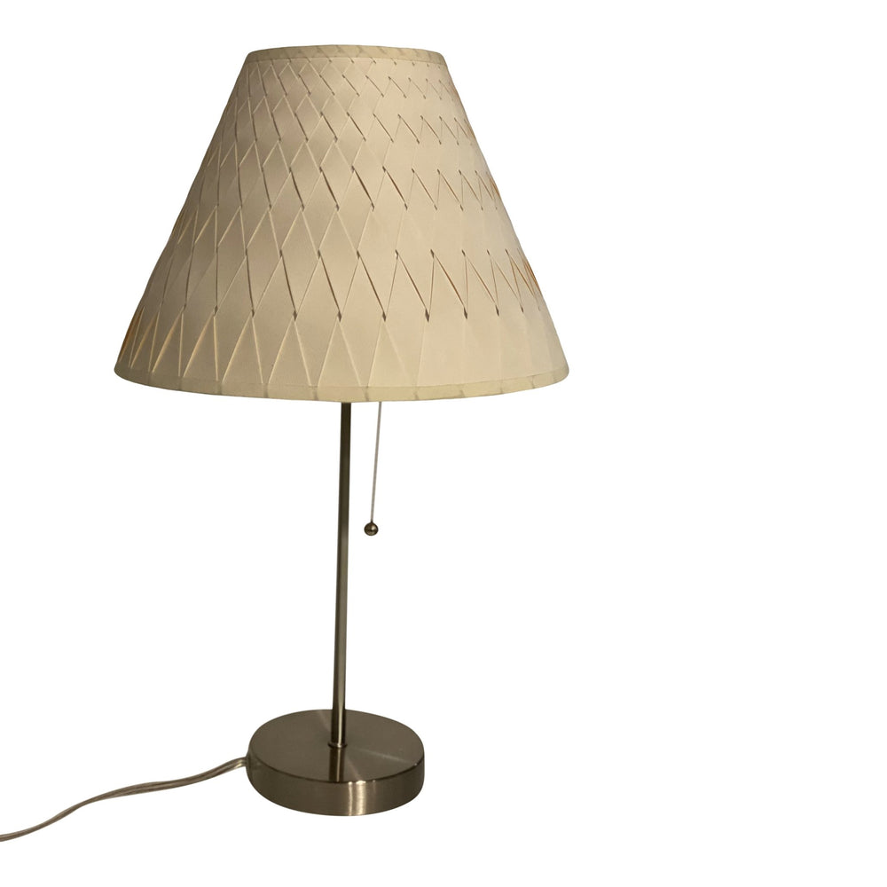 12" Woven Paper Pleated Shade + Nickel Accent Lamp - Lux Lamp Shades