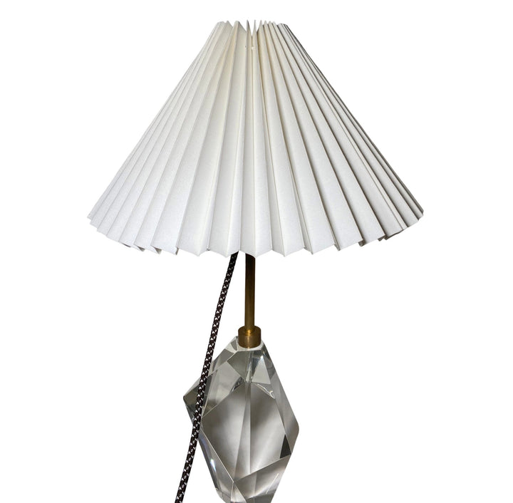 15" Natural white linen knife pleat lampshade, Bulb Clip Classic design - Lux Lamp Shades