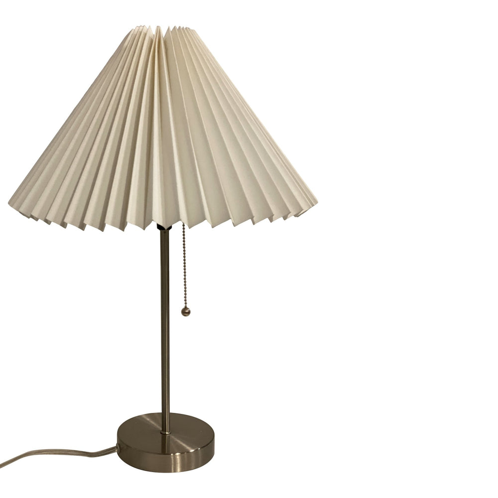 15" Natural white linen knife pleat lampshade & Chrome Stick Lamp - Lux Lamp Shades