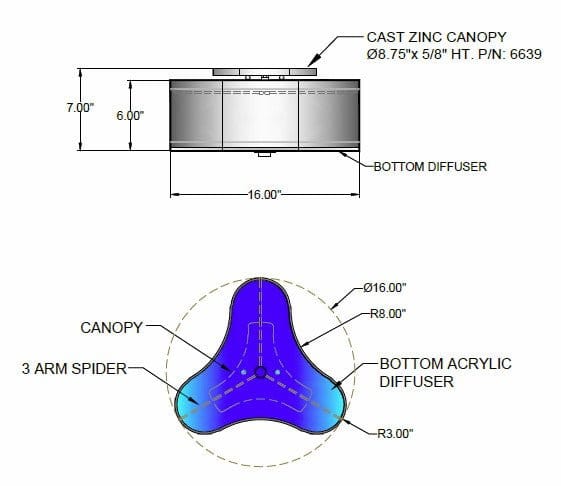 16" x 16" x 6" Flush Mount Shade - Lux Lamp Shades